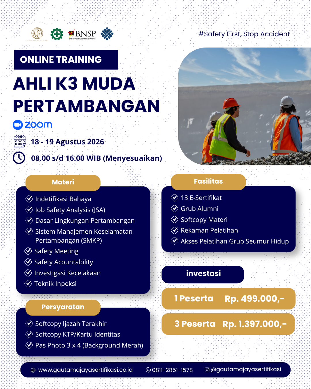 Online Training Ahli K3 Muda Pertambangan