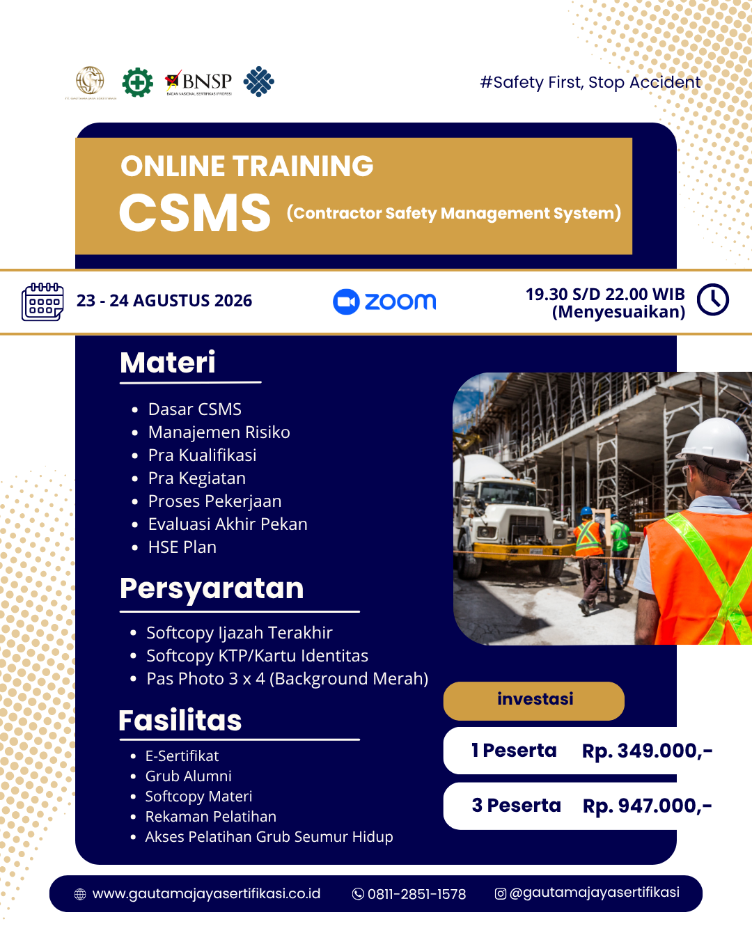 Online Training CSMS (Contractor Safety Management System)