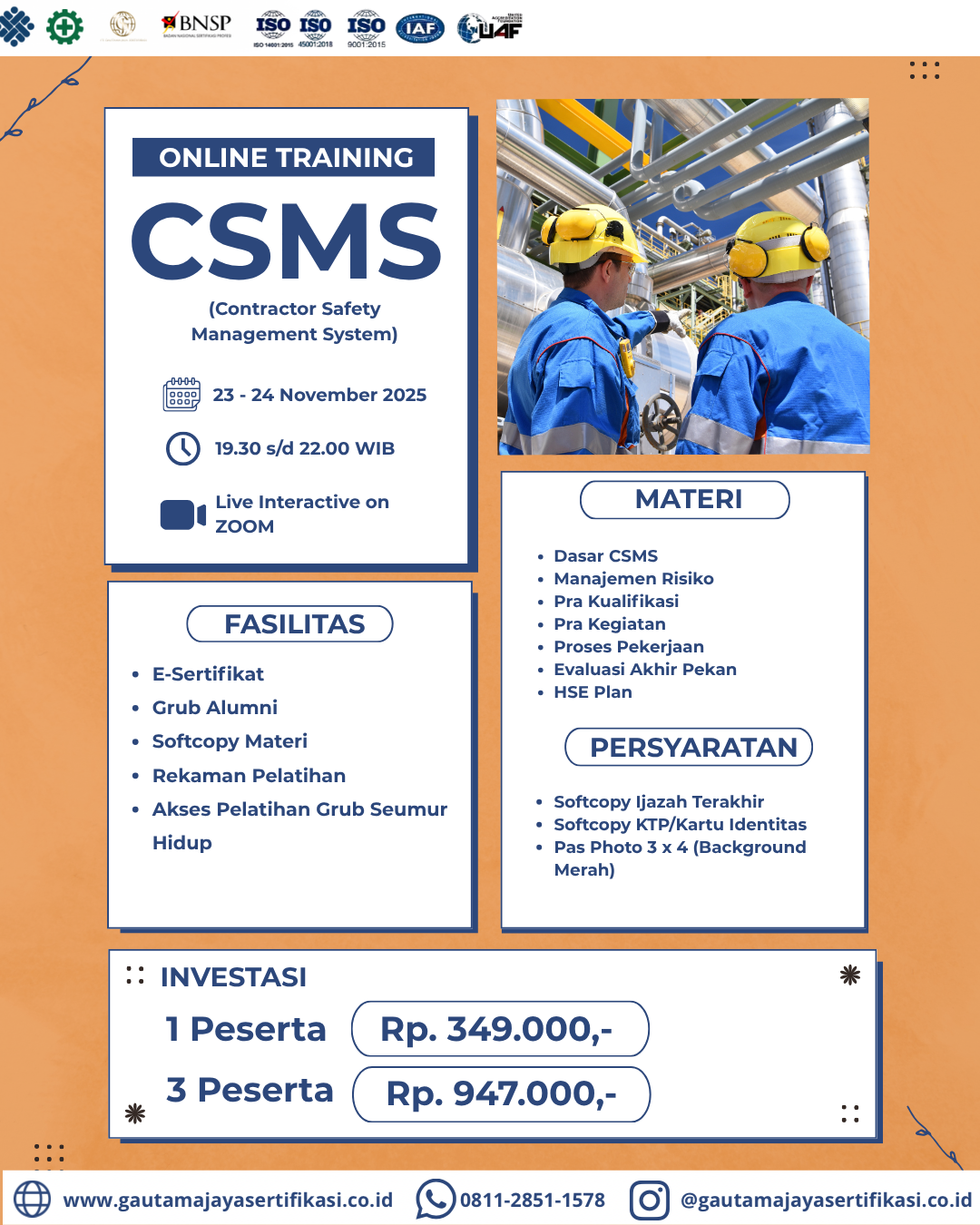 Online Training CSMS (Contractor Safety Management System)