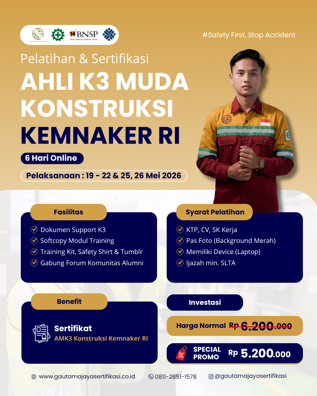 Pelatihan & Sertifikasi Ahli K3 Muda Konstruksi Kemnaker RI