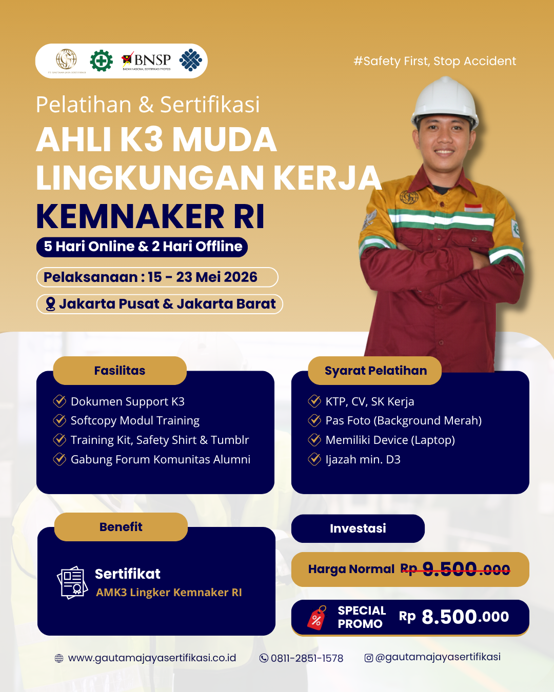 Pelatihan & Sertifikasi Ahli K3 Muda Lingkungan Kerja KEMNAKER RI