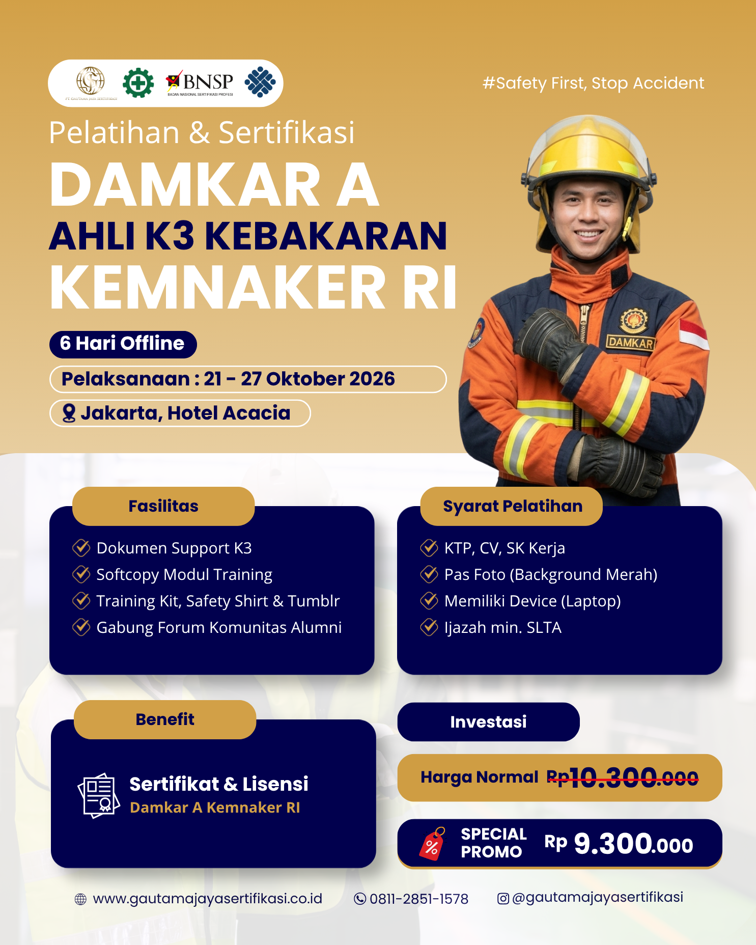 Pelatihan & Sertifikasi DAMKAR A – Ahli K3 Kebakaran KEMNAKER RI