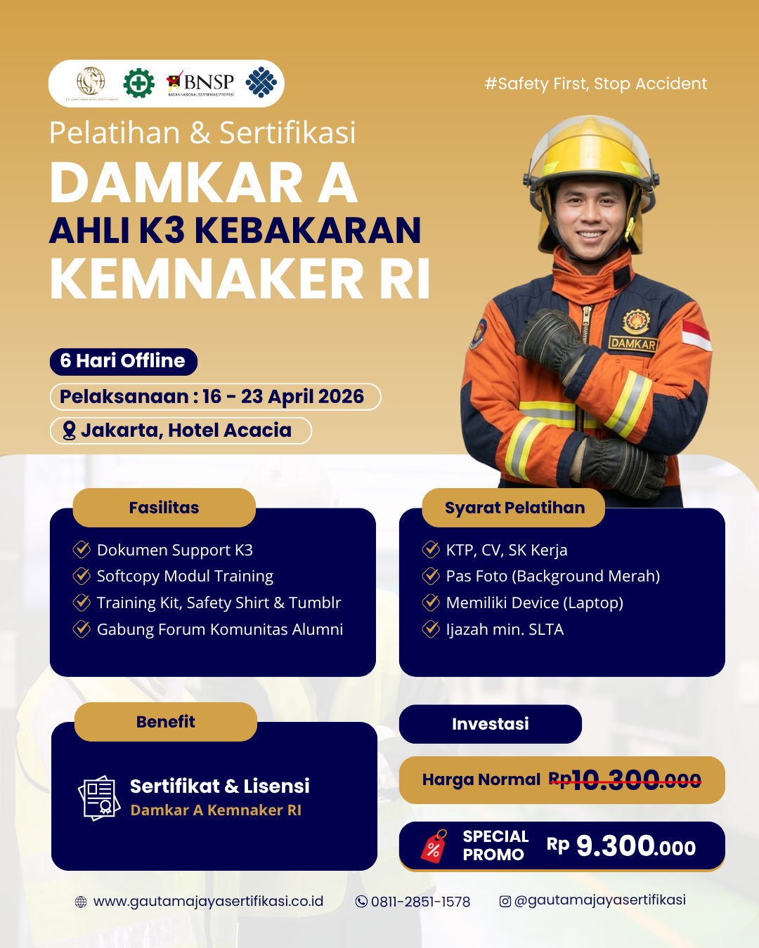 Pelatihan & Sertifikasi DAMKAR A – Ahli K3 Kebakaran KEMNAKER RI I