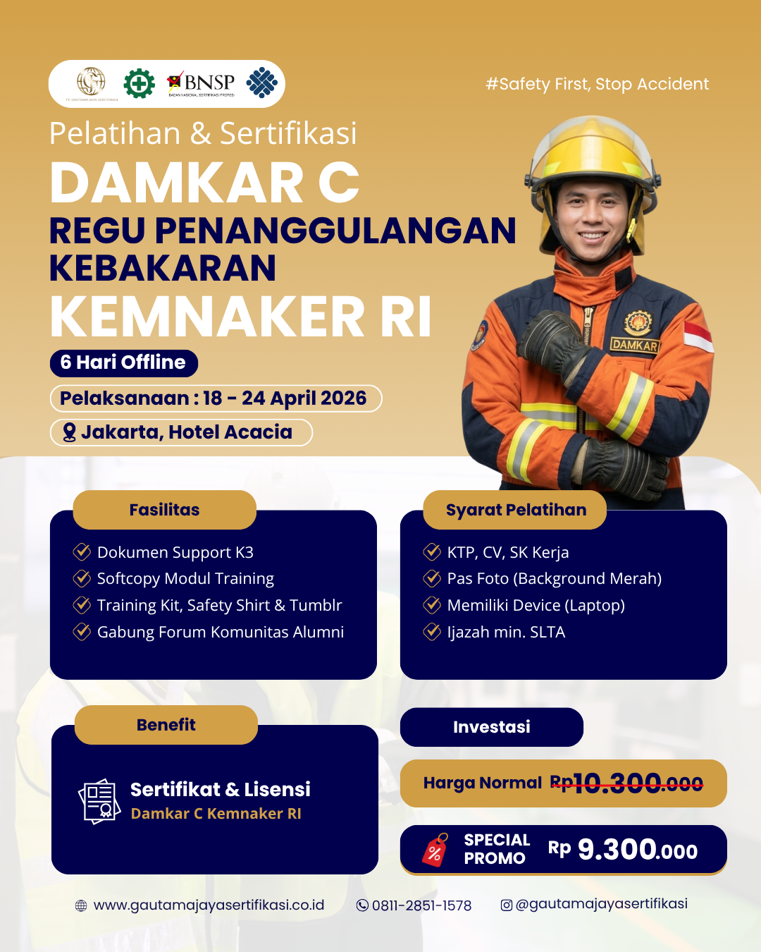 Pelatihan & Sertifikasi DAMKAR C – Regu Penanggulangan Kebakaran KEMNAKER RI