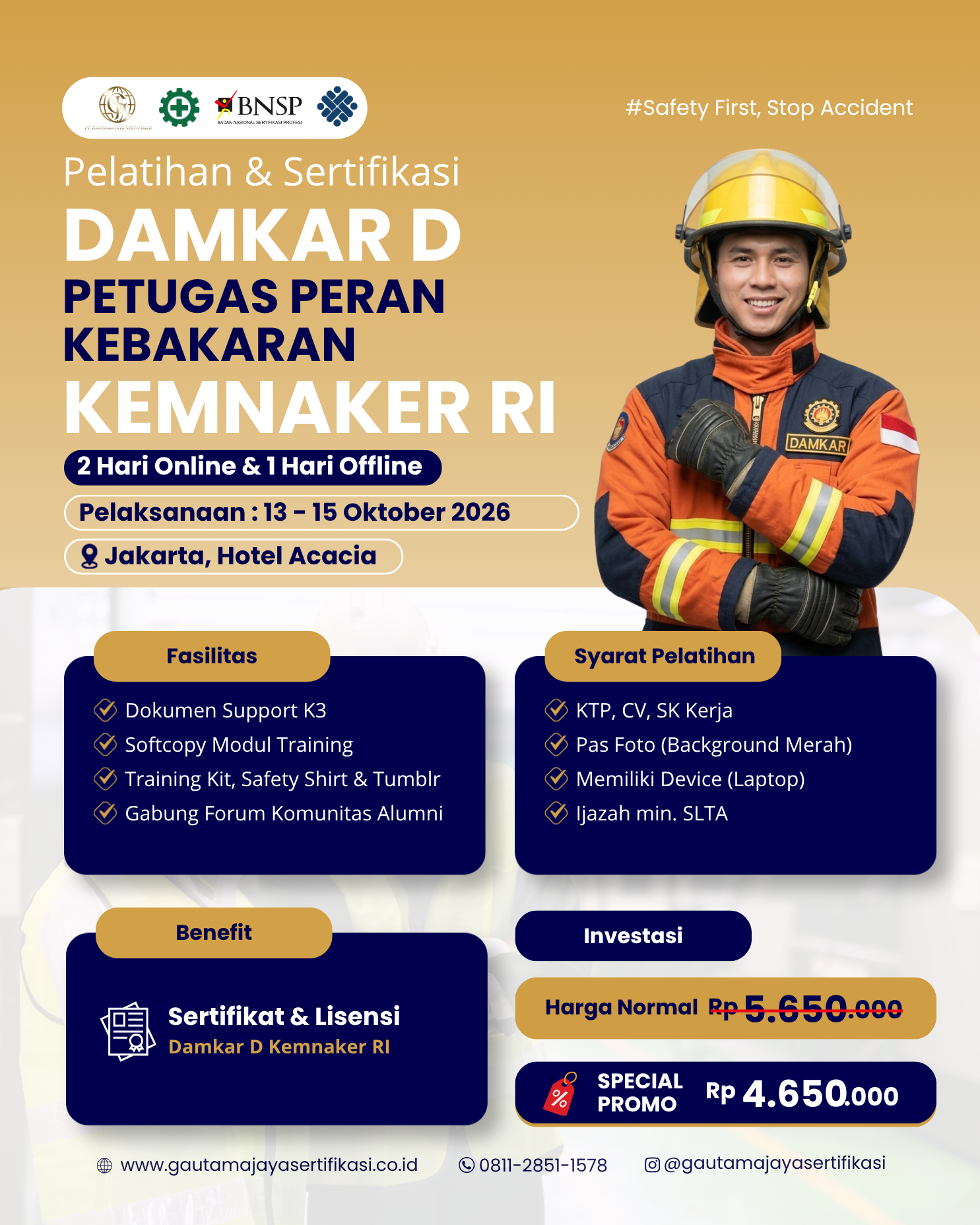 Pelatihan & Sertifikasi DAMKAR D – Petugas Peran Kebakaran KEMNAKER RI II