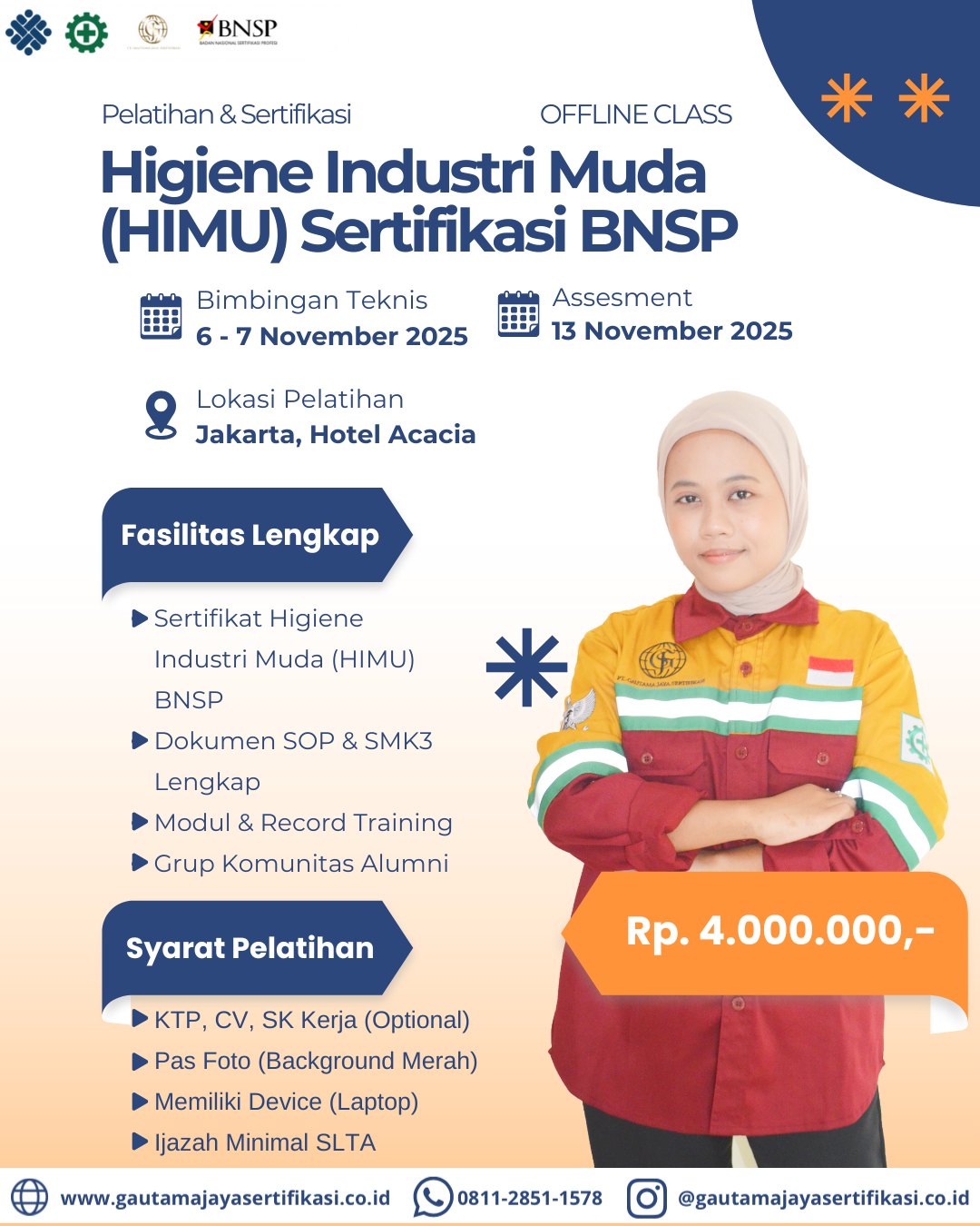 Pelatihan & Sertifikasi Higiene Industri Muda (HIMU) Sertifikasi BNSP