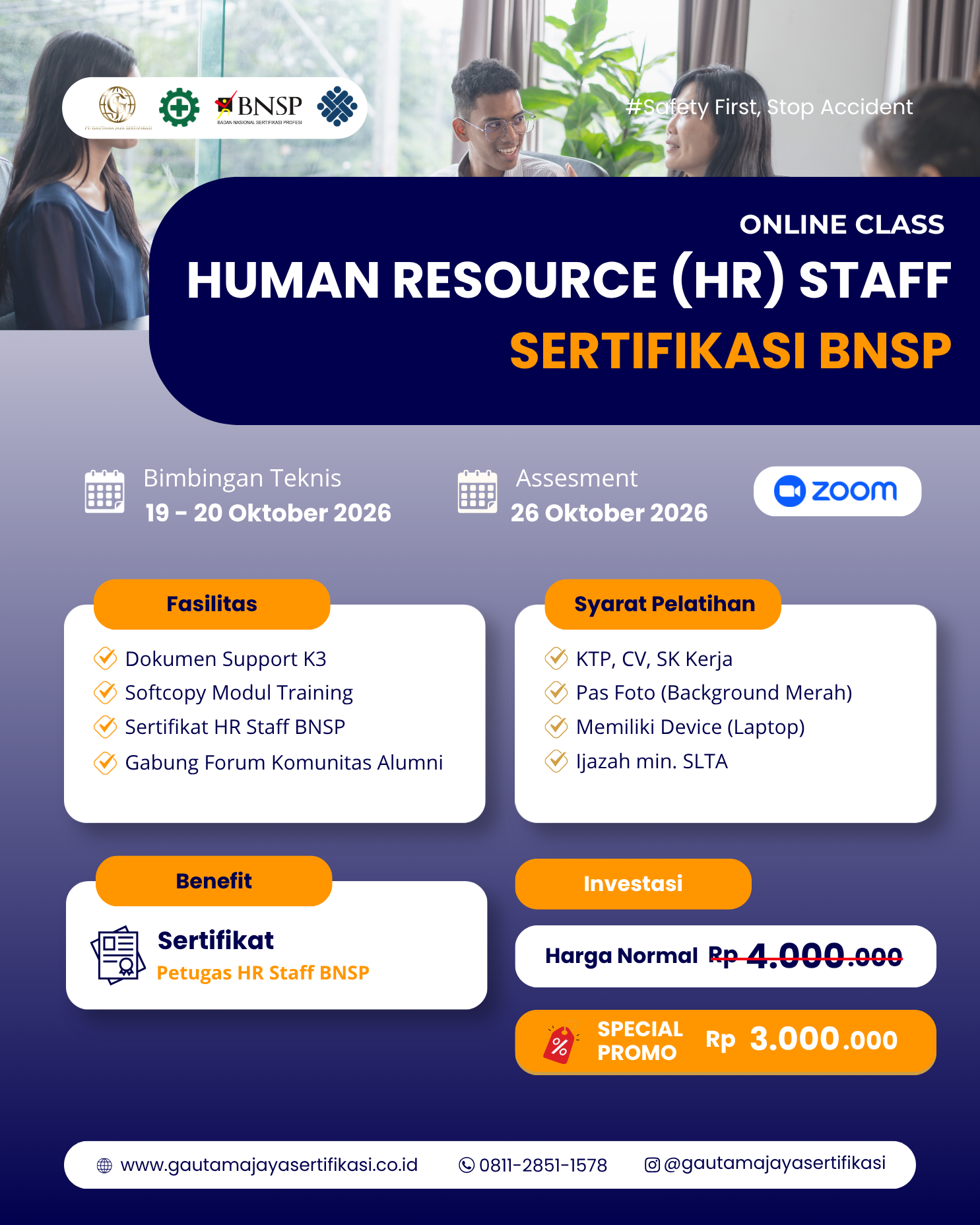 Pelatihan & Sertifikasi Human Resource (HR) Staff Sertifikasi BNSP