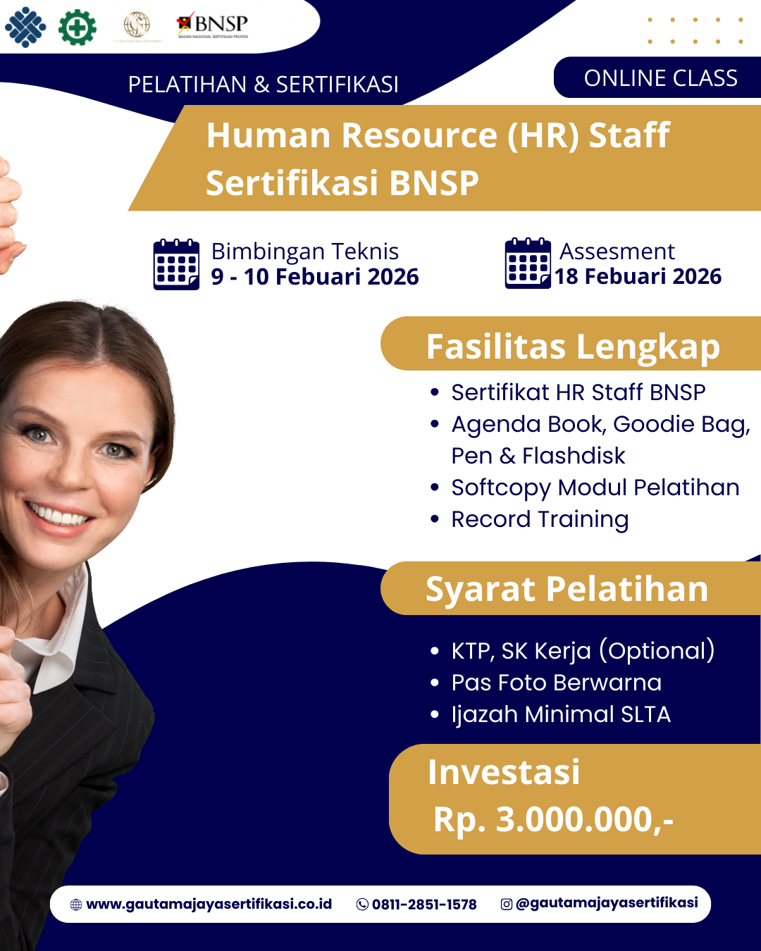 Pelatihan & Sertifikasi Human Resource (HR) Staff Sertifikasi BNSP