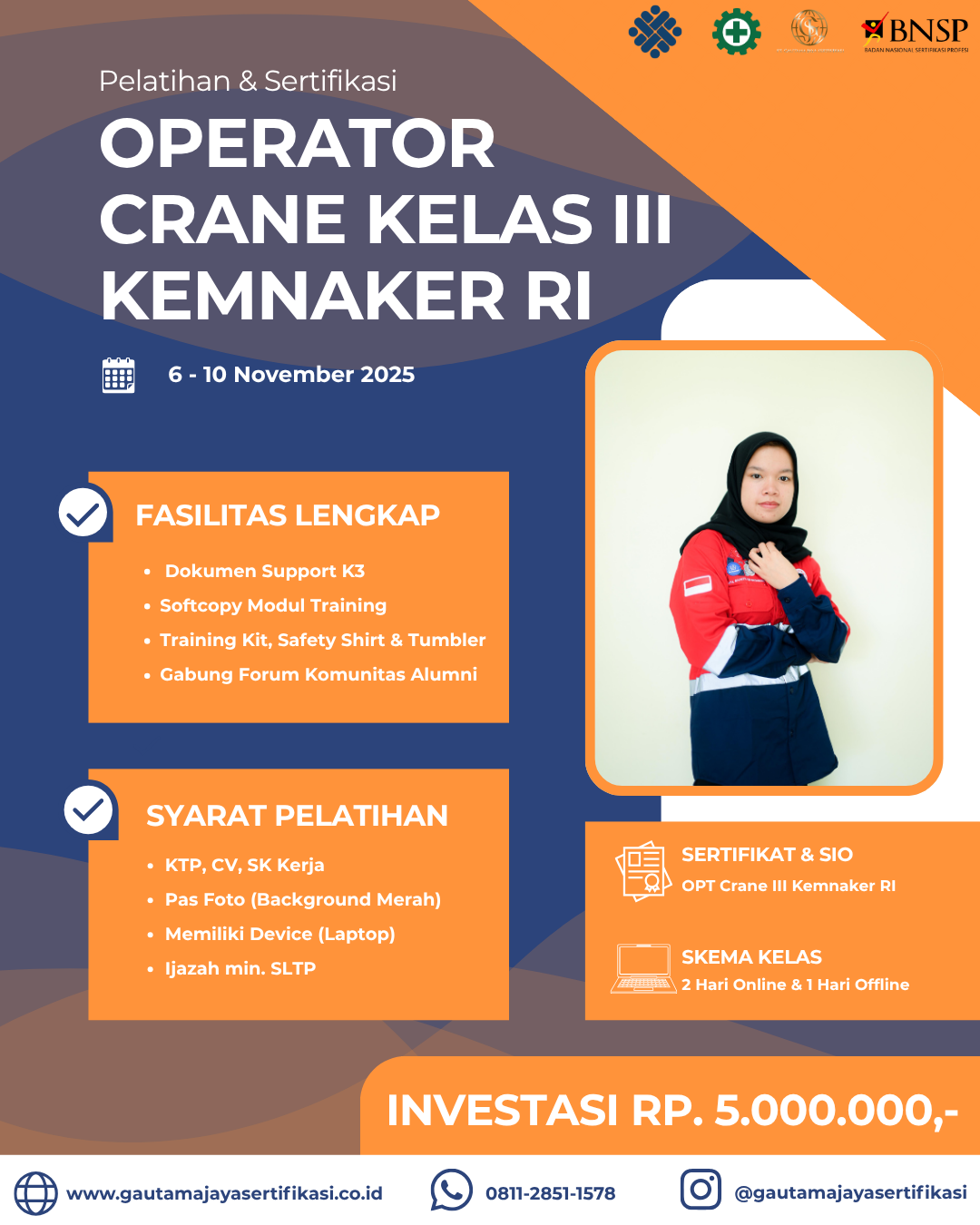 Pelatihan & Sertifikasi Operator Crane Kelas III Kemnaker RI