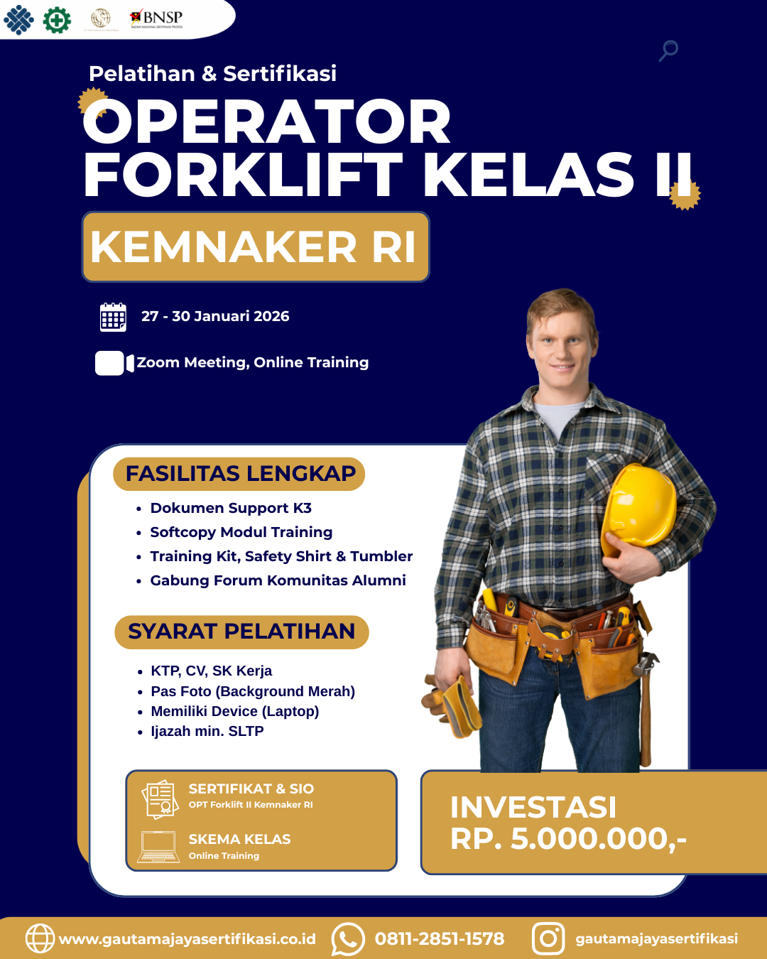 Pelatihan & Sertifikasi Operator Forklift Kelas II KEMNAKER RI