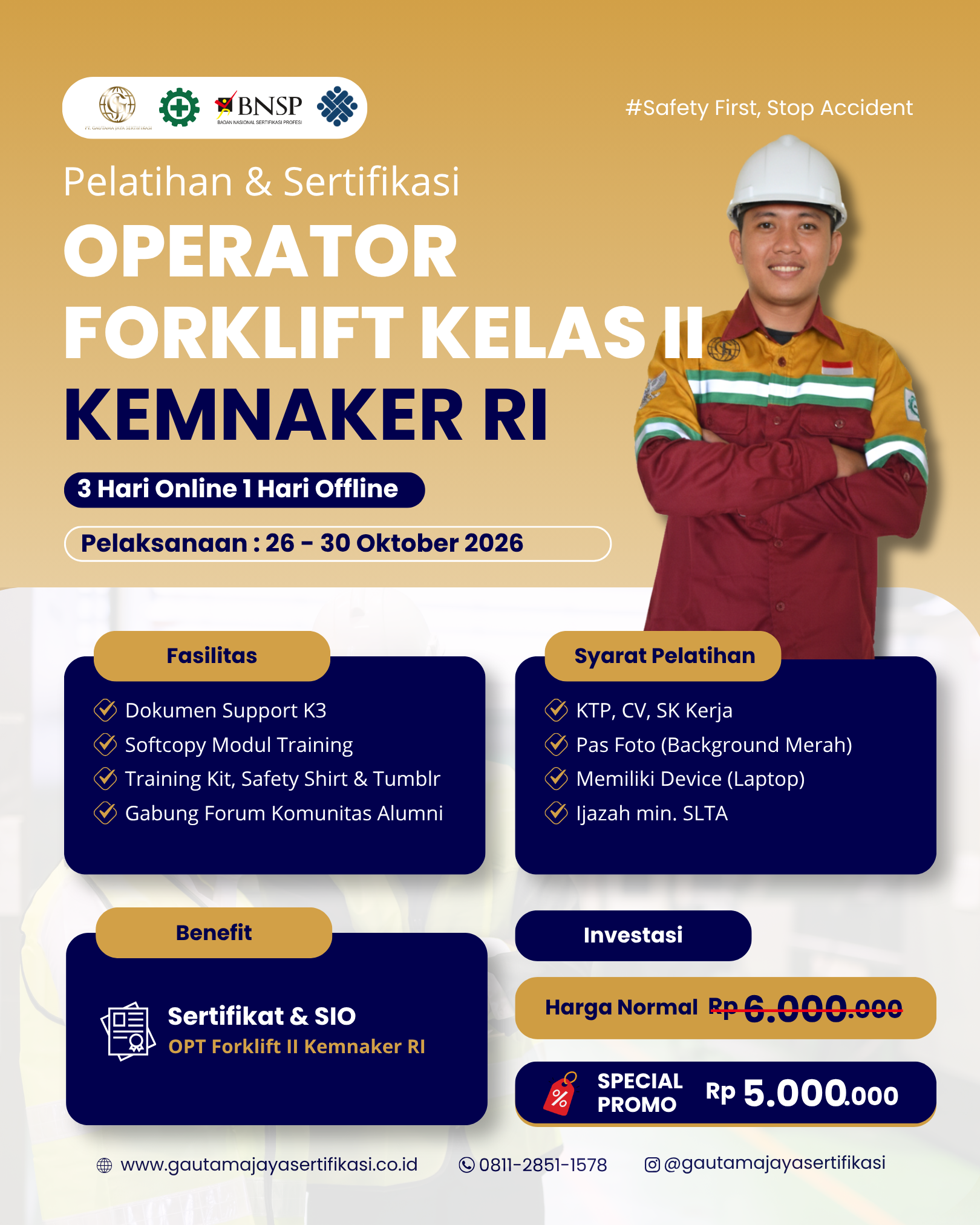 Pelatihan & Sertifikasi Operator Forklift Kelas II KEMNAKER RI