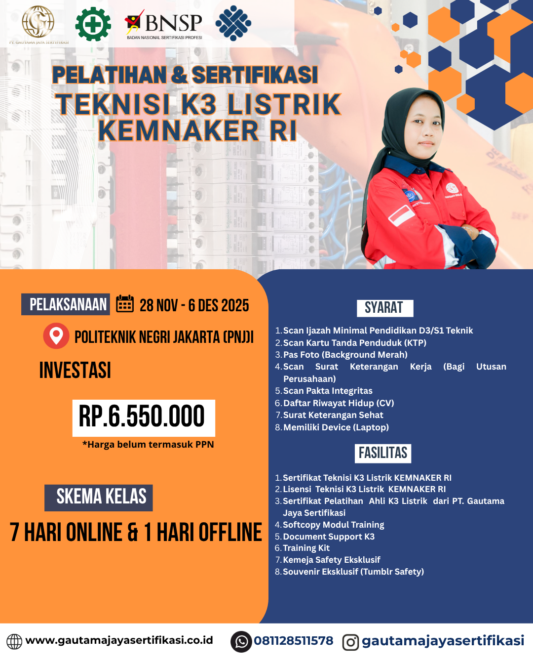 Pelatihan & Sertifikasi Teknisi K3 Listrik Kemnaker RI