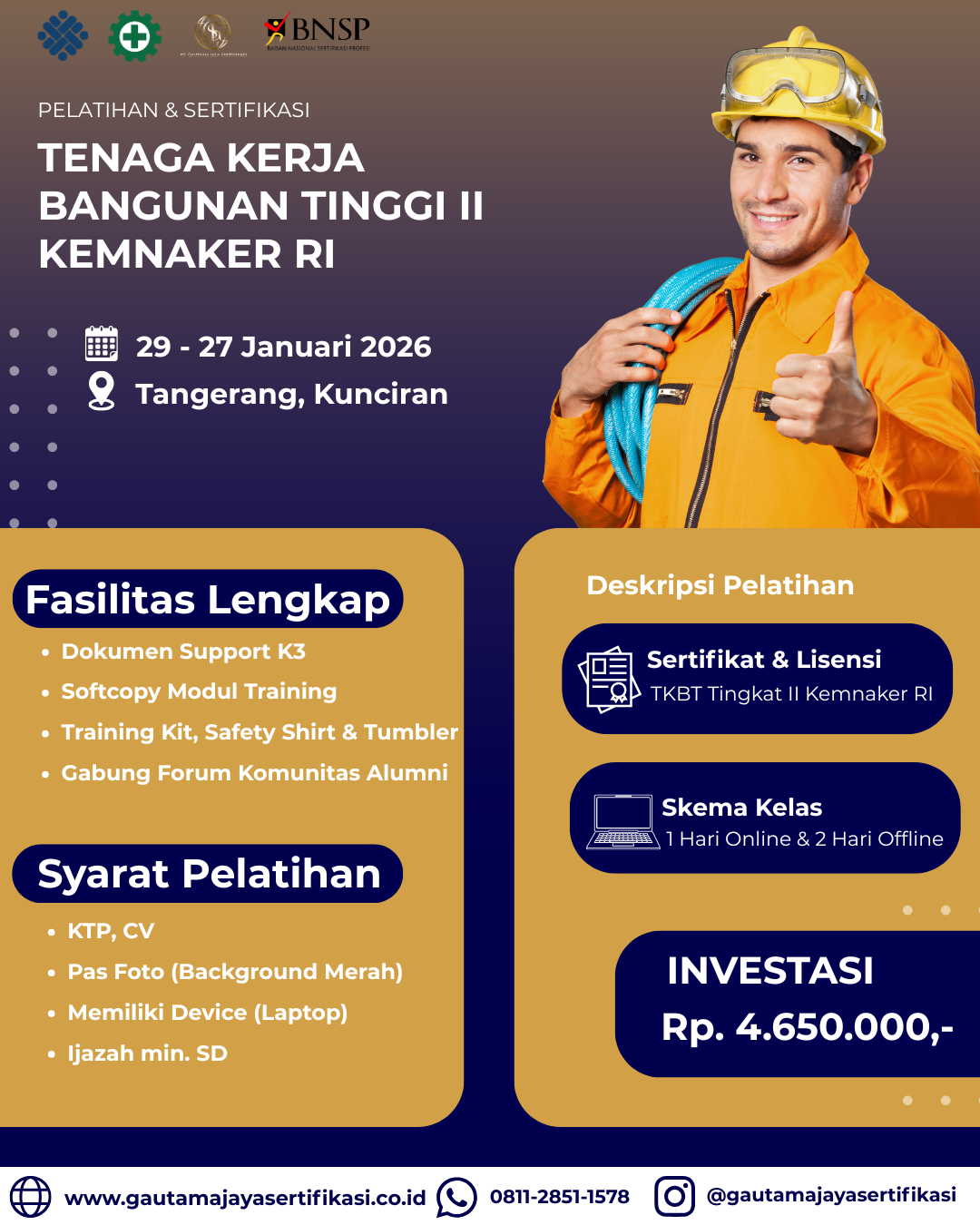 Pelatihan & Sertifikasi Tenaga Kerja Bangunan Tinggi II Kemnaker RI