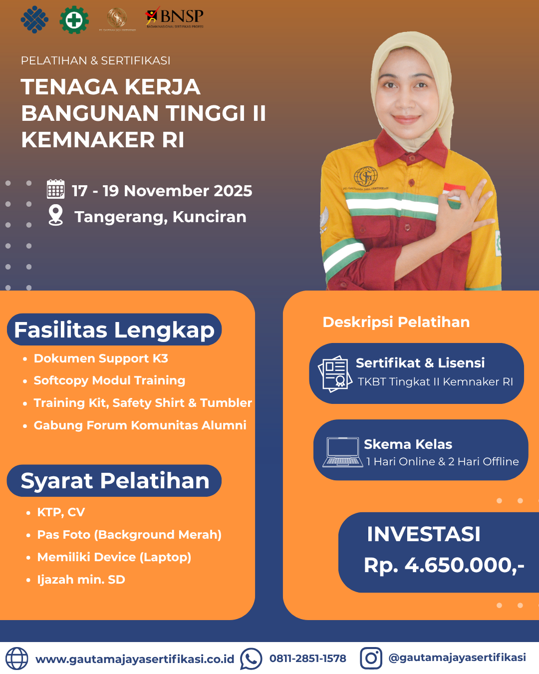 Pelatihan & Sertifikasi Tenaga Kerja Bangunan Tinggi II Kemnaker RI