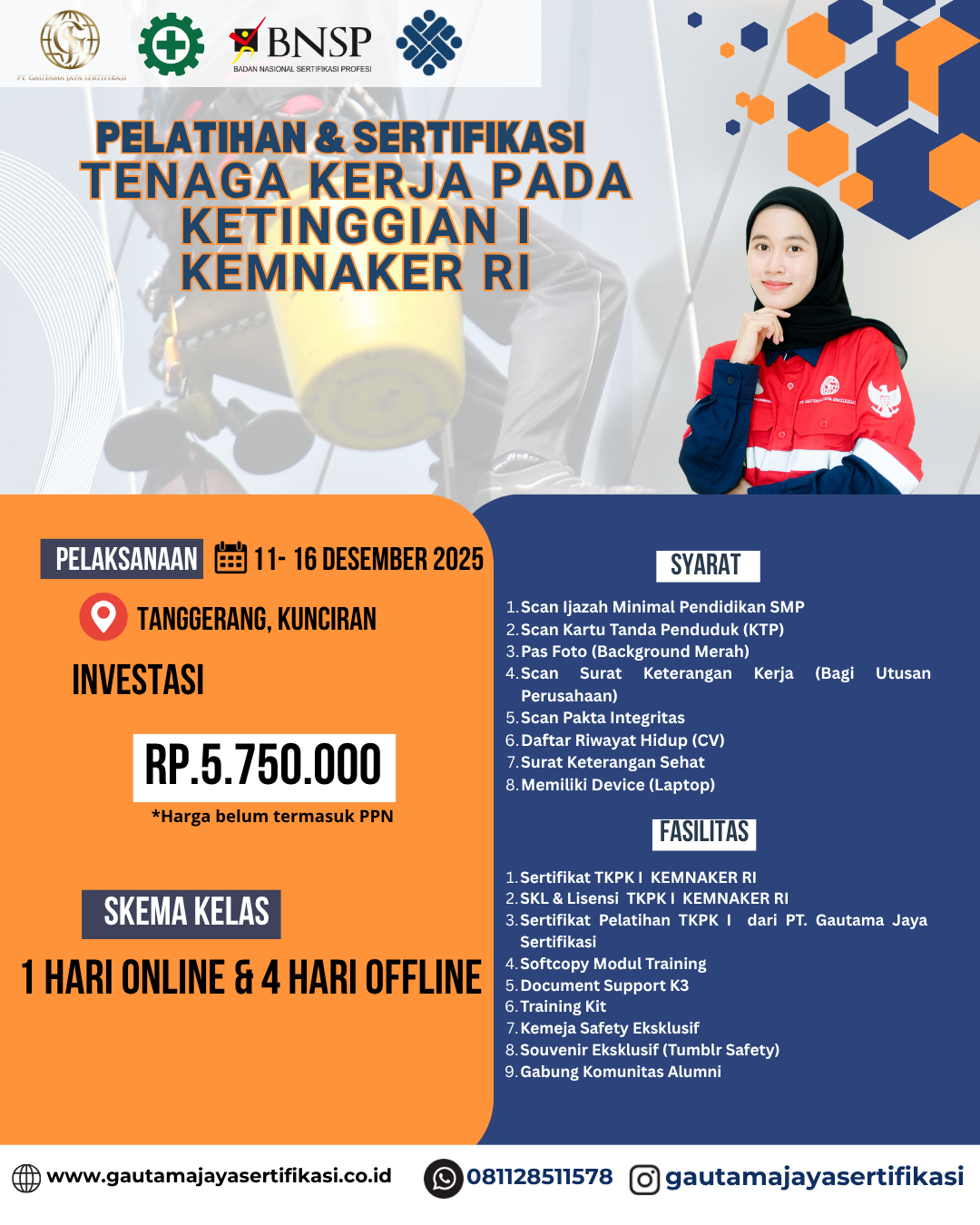 Pelatihan & Sertifikasi Tenaga Kerja Pada Ketinggian I Kemnaker RI