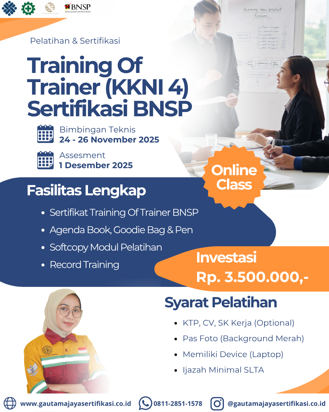 Pelatihan & Sertifikasi Training of Trainer (KKNI 4) BNSP