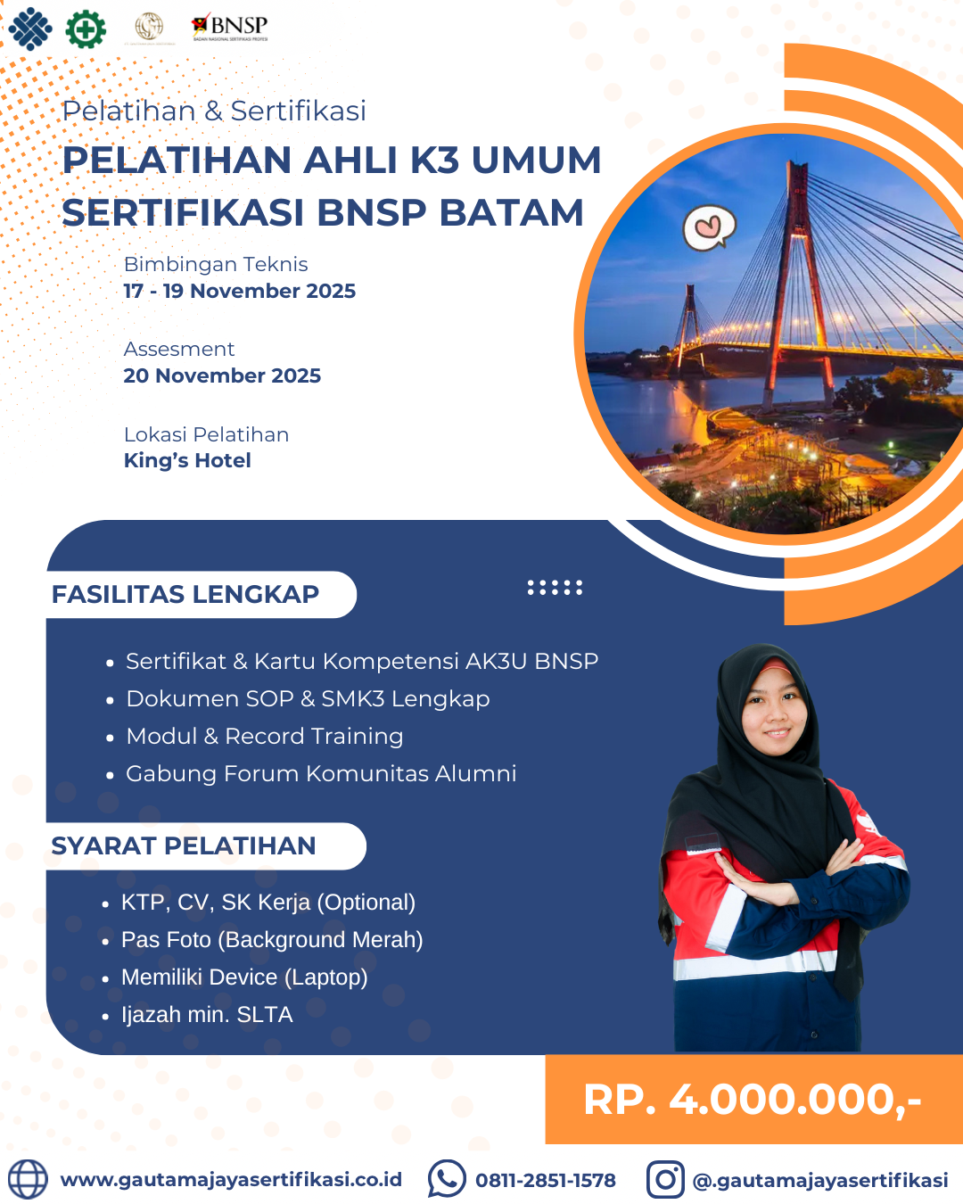 Pelatihan Ahli K3 Umum Sertifikasi BNSP Batam