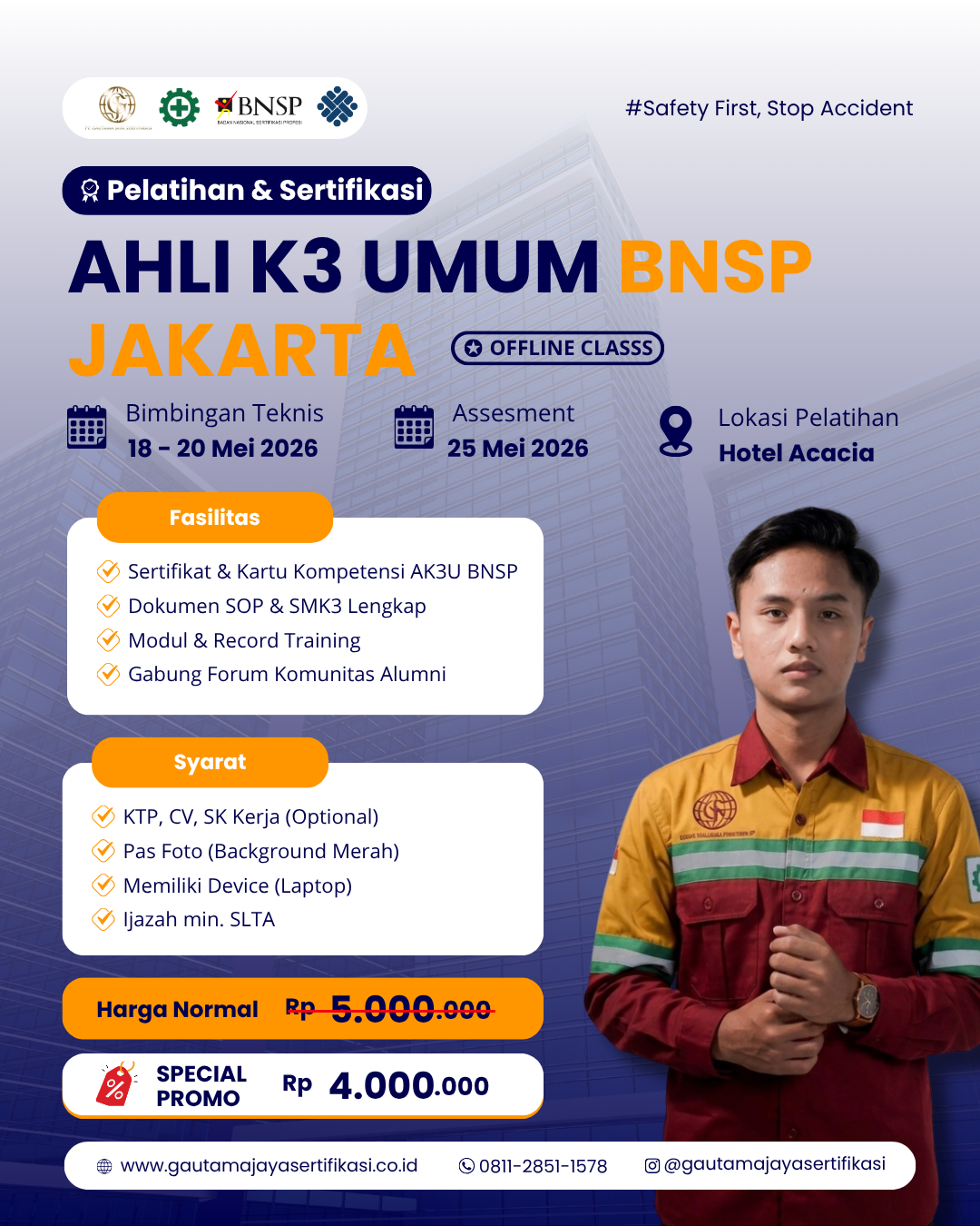 Pelatihan Ahli K3 Umum Sertifikasi BNSP Jakarta