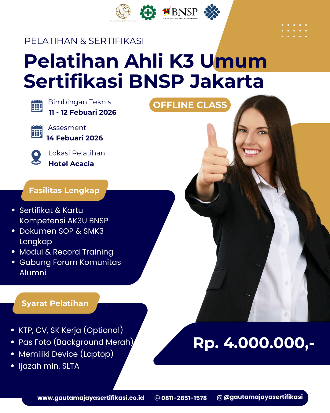 Pelatihan Ahli K3 Umum Sertifikasi BNSP Jakarta