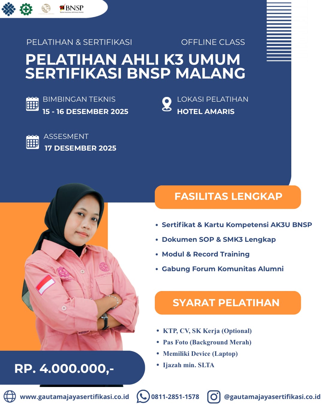 Pelatihan Ahli K3 Umum Sertifikasi BNSP Malang