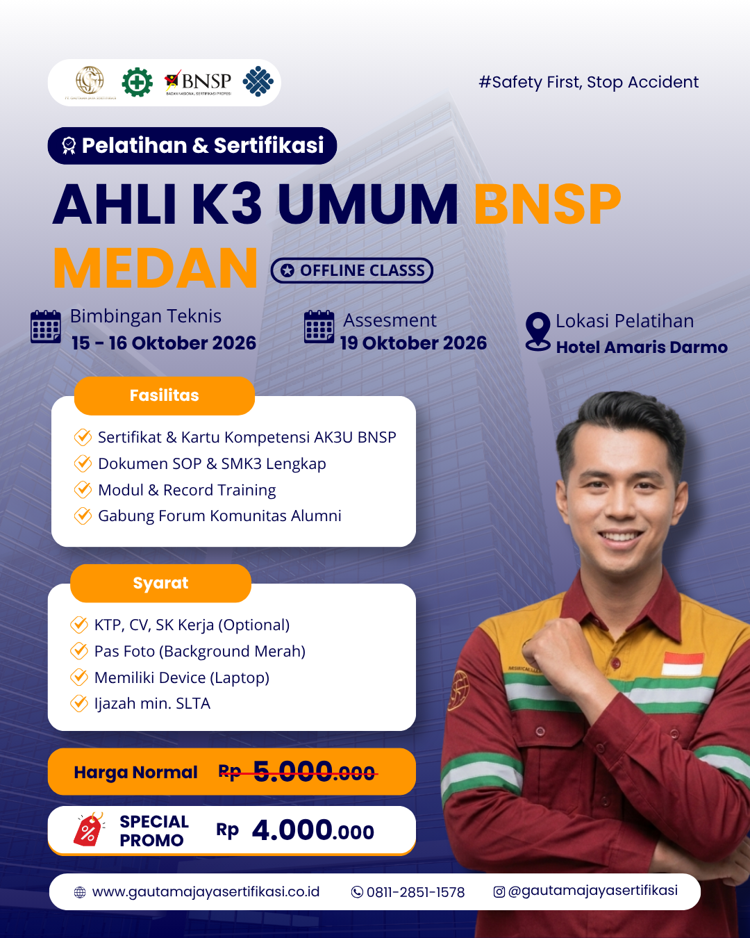 Pelatihan Ahli K3 Umum Sertifikasi BNSP Medan