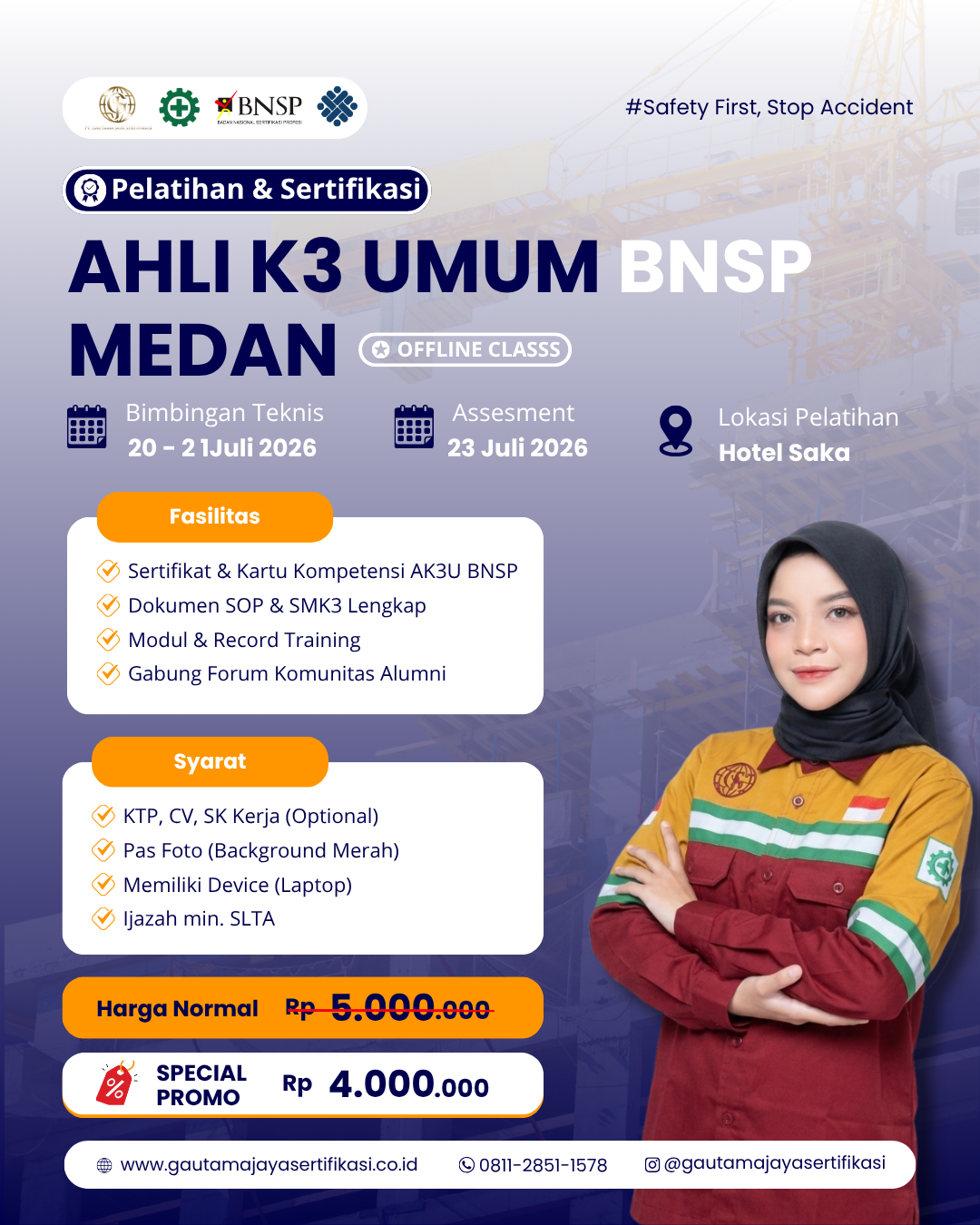 Pelatihan Ahli K3 Umum Sertifikasi BNSP medan