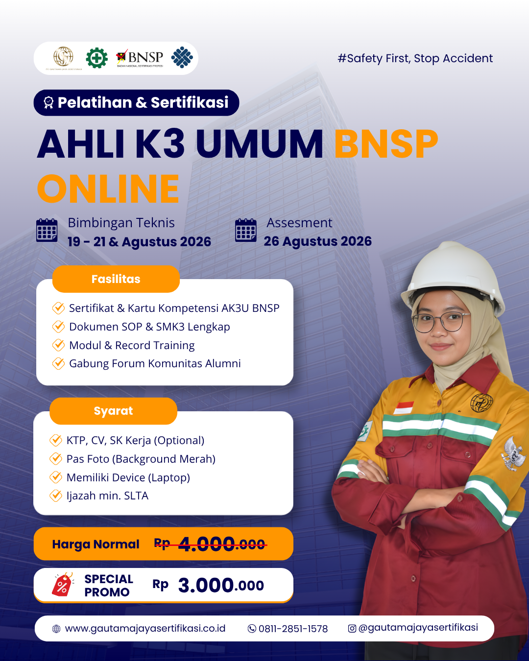 Pelatihan Ahli K3 Umum Sertifikasi BNSP (Online Class) 1