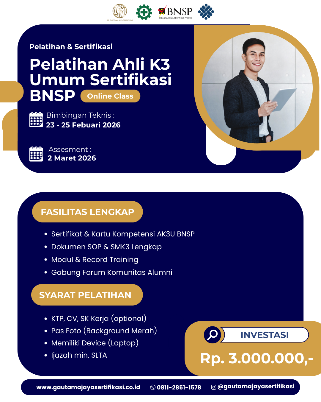 Pelatihan Ahli K3 Umum Sertifikasi BNSP (Online Class) 2