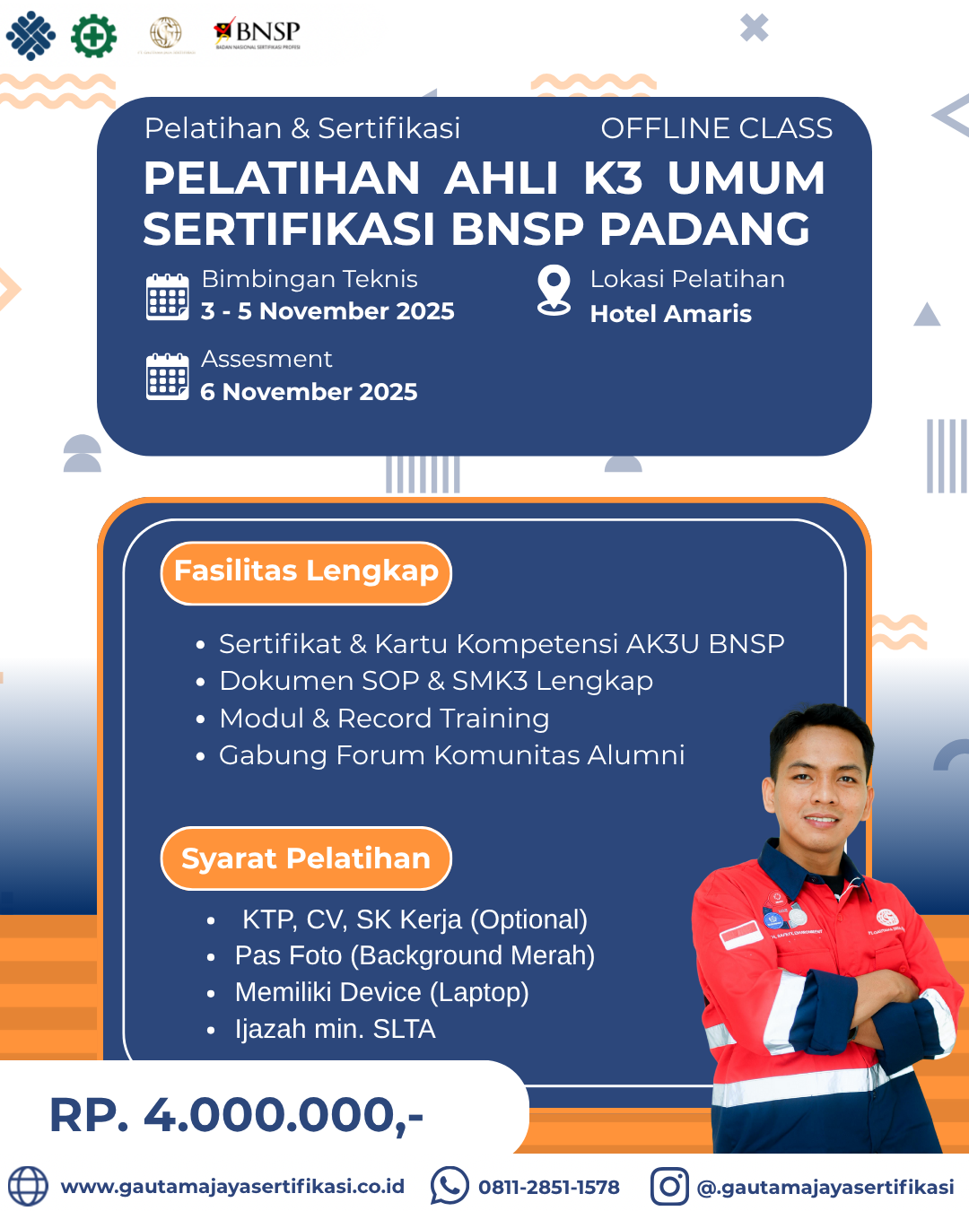 Pelatihan Ahli K3 Umum Sertifikasi BNSP Padang