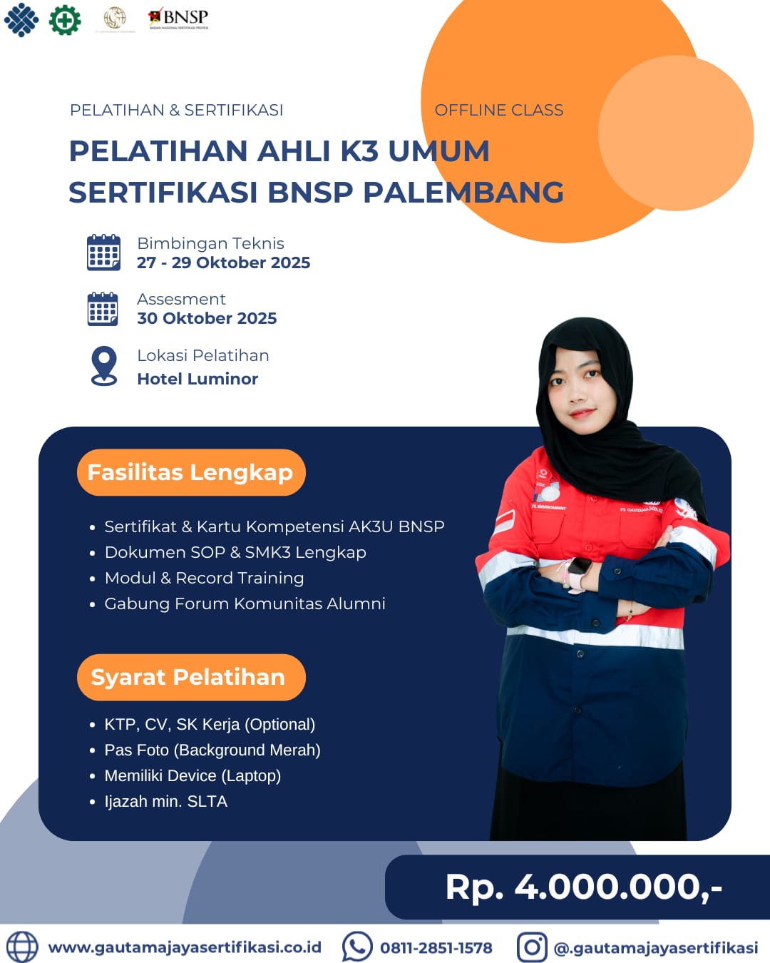 Pelatihan Ahli K3 Umum Sertifikasi BNSP Palembang