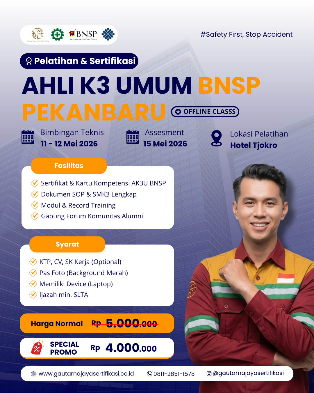 Pelatihan Ahli K3 Umum Sertifikasi BNSP Pekanbaru