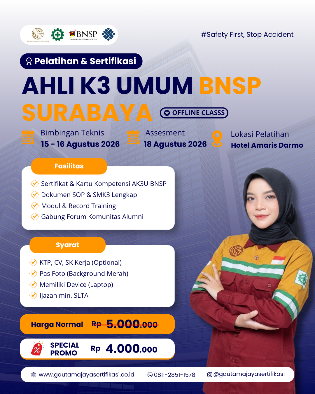 Pelatihan Ahli K3 Umum Sertifikasi BNSP Surabaya