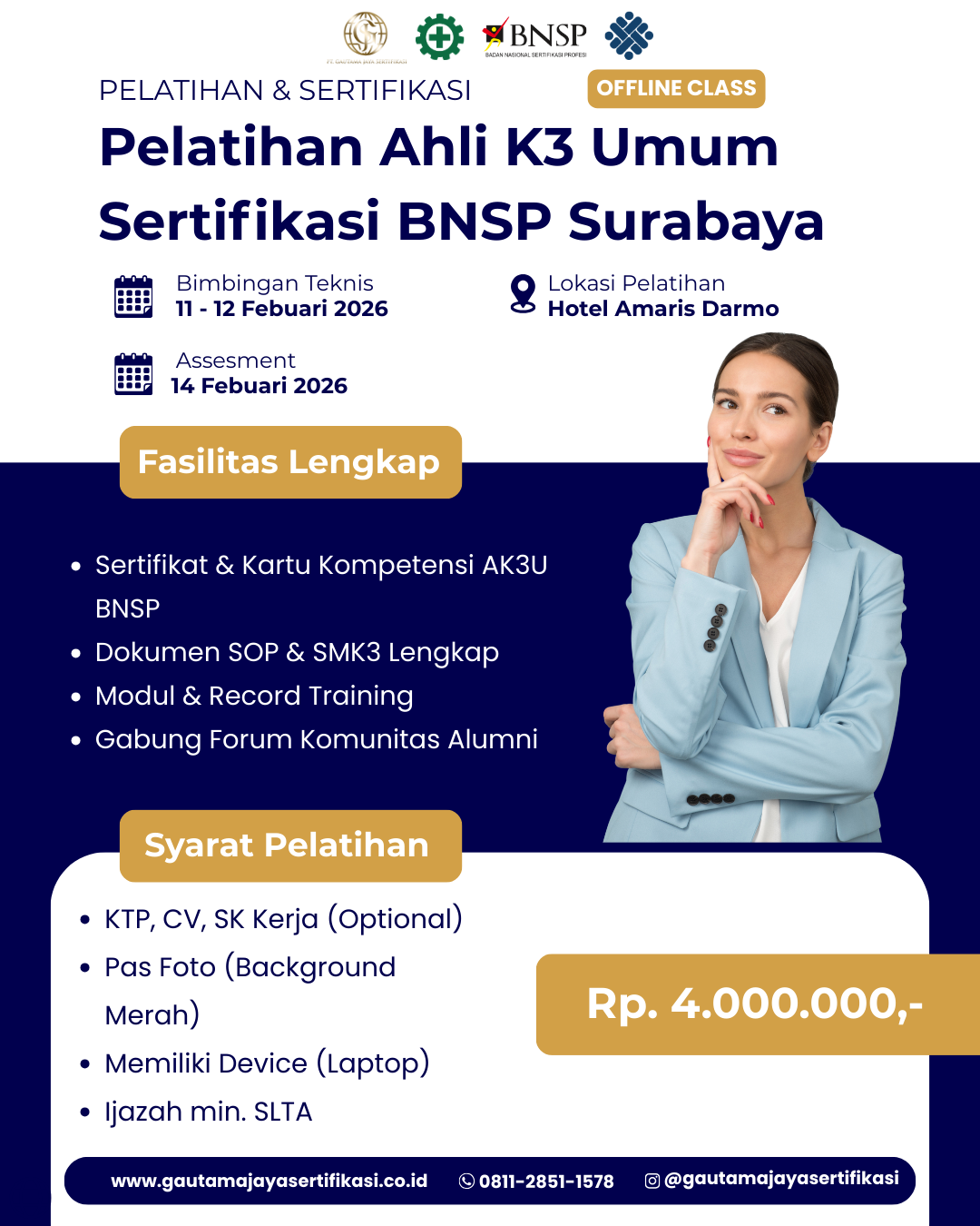 Pelatihan Ahli K3 Umum Sertifikasi BNSP Surabaya