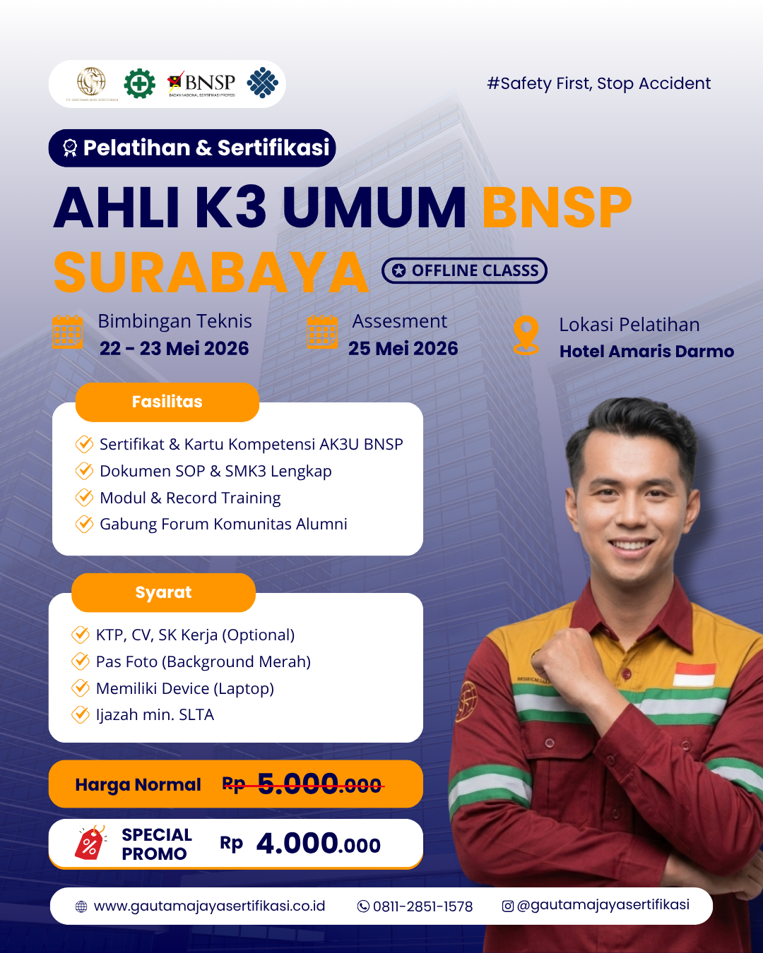 Pelatihan Ahli K3 Umum Sertifikasi BNSP Surabaya