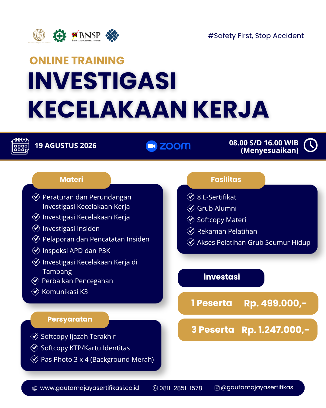 Pelatihan Online Training Investigasi Kecelakaan Kerja