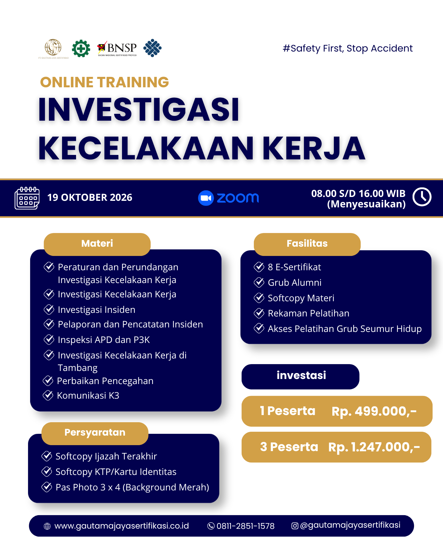 Pelatihan Online Training Investigasi Kecelakaan Kerja
