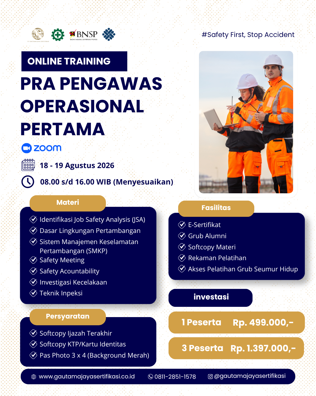 Pelatihan Online Training Pra Pengawas Operasional Pertama