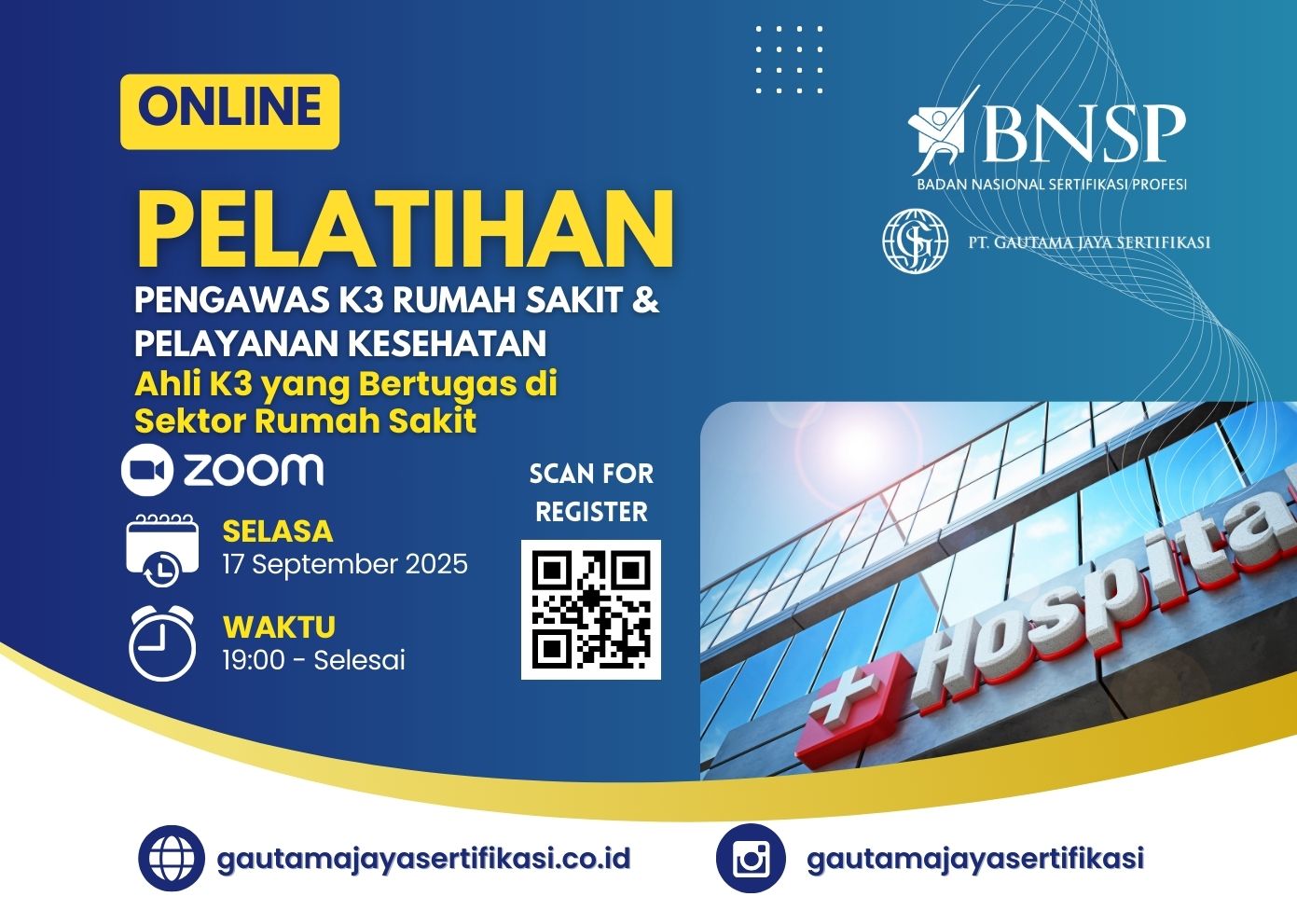 Pelatihan Pengawas K3 Rumah Sakit & Pelayanan Kesehatan