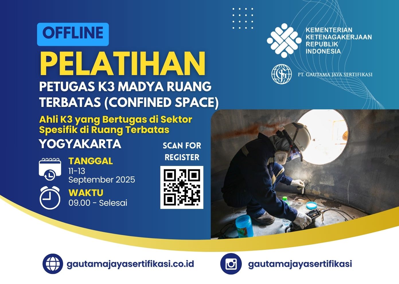 Pelatihan Petugas K3 Madya Ruang Terbatas (Confined Space)