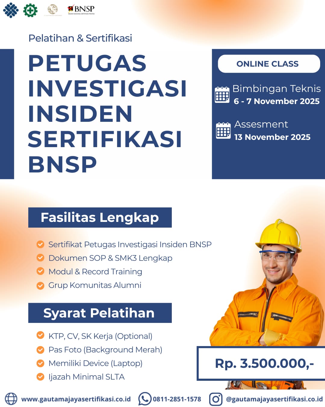 Petugas Investigasi Insiden Sertifikasi BNSP