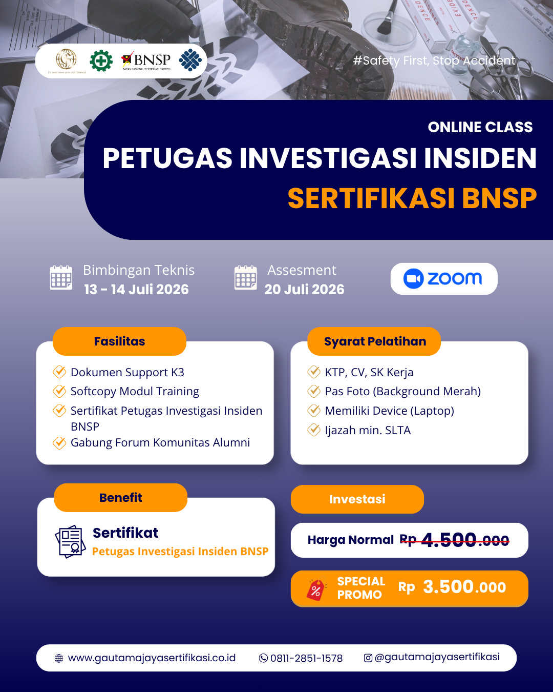 Petugas Investigasi Insiden Sertifikasi BNSP